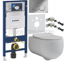 Комплект Унитаз подвесной Kerasan Flo 311101 + Крышка slim 319101 с микролифтом + Инсталляция Geberit Duofix UP 320 111.300.00.5 + Кнопка Sigma 01 115.770.21.5 хром + Крепления 111.815.00.1 к стене + Шумоизоляция 156.050.00.1