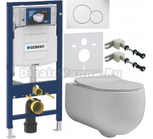 Комплект Унитаз подвесной Kerasan Flo 311101 + Крышка slim 319101 с микролифтом + Инсталляция Geberit Duofix UP 320 111.300.00.5 + Кнопка Sigma 01 115.770.11.5 белая + Крепления 111.815.00.1 к стене + Шумоизоляция 156.050.00.1