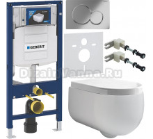 Комплект Унитаз подвесной Kerasan Flo 311101 + Крышка 318901 петли хром + Инсталляция Geberit Duofix UP 320 111.300.00.5 + Кнопка Sigma 01 115.770.21.5 хром + Крепления 111.815.00.1 к стене + Шумоизоляция 156.050.00.1