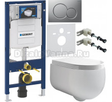 Комплект Унитаз подвесной Kerasan Flo 311101 + Крышка 318901 петли хром + Инсталляция Geberit Duofix UP 320 111.300.00.5 + Кнопка Sigma 01 115.770.JQ.5 лакированная, матовый хром + Крепления 111.815.00.1 к стене + Шумоизоляция 156.050.00.1