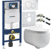 Комплект Унитаз подвесной Kerasan Flo 311101 + Крышка 318901 петли хром + Инсталляция Geberit Duofix UP 320 111.300.00.5 + Кнопка Sigma 01 115.770.11.5 белая + Крепления 111.815.00.1 к стене + Шумоизоляция 156.050.00.1