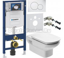 Комплект Унитаз подвесной Roca Dama senso 346517000 + Крышка Dama Senso ZRU9000041 c микролифтом, петли хром + Инсталляция Geberit Duofix UP 320 111.300.00.5 + Кнопка Sigma 01 115.770.11.5 белая + Крепления 111.815.00.1 к стене + Шумоизоляция 156.050.00.1