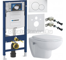 Комплект Унитаз подвесной Duravit D-code 45700900A1 безободковый + Инсталляция Geberit Duofix UP 320 111.300.00.5 + Кнопка Sigma 01 115.770.11.5 белая + Крепления 111.815.00.1 к стене + Шумоизоляция 156.050.00.1