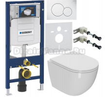 Комплект Унитаз подвесной Bauedge Bau Dream Hurricane-2 белый, безободковый, с микролифтом + Инсталляция Geberit Duofix UP 320 111.300.00.5 + Кнопка Sigma 01 115.770.11.5 белая + Крепления 111.815.00.1 к стене + Шумоизоляция 156.050.00.1