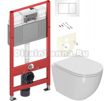 Комплект Унитаз подвесной Bauedge Bau Dream Hurricane-2 белый, безободковый, с микролифтом + Инсталляция TECE Base 9400413 4 в 1 с кнопкой смыва