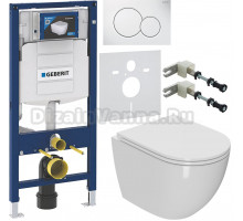 Комплект Унитаз подвесной Bauedge Bau Dream белый, безободковый, с микролифтом + Инсталляция Geberit Duofix UP 320 111.300.00.5 + Кнопка Sigma 01 115.770.11.5 белая + Крепления 111.815.00.1 к стене + Шумоизоляция 156.050.00.1