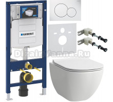 Комплект Унитаз подвесной Laufen Basal 8.66E1.0.000.000.1 безободковый, с микролифтом + Инсталляция Geberit Duofix UP 320 111.300.00.5 + Кнопка Sigma 01 115.770.11.5 белая + Крепления 111.815.00.1 к стене + Шумоизоляция 156.050.00.1