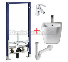 Комплект  Биде подвесное BelBagno Alpina + Система инсталляции для биде Geberit Duofix 111.520.00.1 + Смеситель Grohe Eurosmart 32929002 для биде + Си