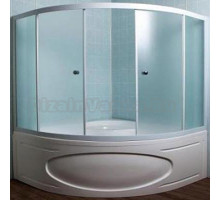 Шторка на ванну 1MarKa Trapani профиль белый, стекло рифленое