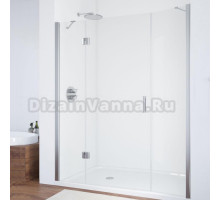 Душевая дверь в нишу Vegas Glass AFP-F 140 08 01 L профиль глянцевый хром, стекло прозрачное