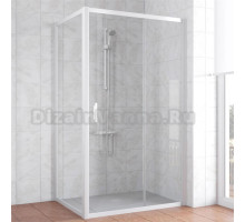 Душевой уголок Vegas Glass ZP+ZPV 100*80 01 01 профиль белый, стекло прозрачное
