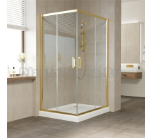Душевой уголок Vegas Glass ZA-F 100*90 09 01 профиль золото, стекло прозрачное