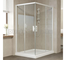 Душевой уголок Vegas Glass ZA-F 120*100 01 01 профиль белый, стекло прозрачное