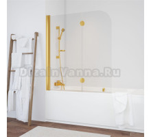 Шторка на ванну Vegas Glass E2V 120 09 01 L профиль золото, стекло прозрачное