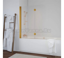 Шторка на ванну Vegas Glass E2V 120 09 10 L профиль золото, стекло сатин