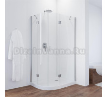 Душевой уголок Vegas Glass AFS-F 100*80 08 01 R профиль глянцевый хром, стекло прозрачное