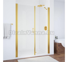 Душевая дверь в нишу Vegas Glass EP-F-2 160 09 01 L профиль золото, стекло прозрачное