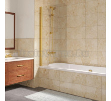 Шторка на ванну Vegas Glass EV Lux 75 09 01 L профиль золото, стекло прозрачное