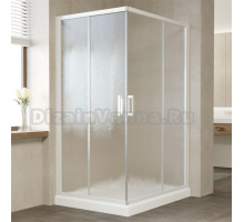 Душевой уголок Vegas Glass ZA-F 110*100 01 02 профиль белый, стекло шиншилла
