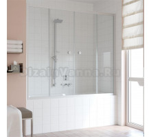 Шторка на ванну Vegas Glass Z2V 160 07 01 профиль матовый хром, стекло прозрачное