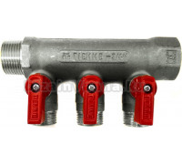 Коллектор Tiemme 1/2" х 3/4", никелированный, 3 выхода