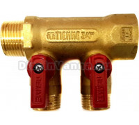 Коллектор Tiemme 1/2" х 3/4", латунный, 2 выхода