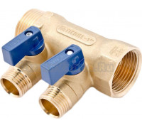 Коллектор Tiemme 1820006 1" х 1/2", латунный, 2 выхода