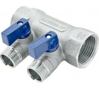 Коллектор Tiemme 1" х 1/2", никелированный, 2 выхода