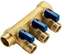 Коллектор Tiemme 1820005 1" х 1/2", латунный, 3 выхода