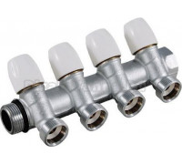 Коллектор Tiemme 1/2" х 3/4", хромированный, 4 выхода