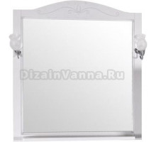 Зеркало ASB-Woodline Салерно 80 со светильниками, белое, патина серебро