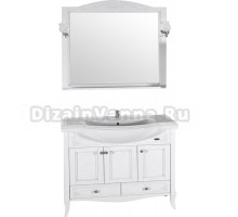Мебель для ванной ASB-Woodline Салерно 105 белая, патина серебро