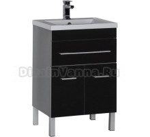 Тумба для комплекта Aquanet Верона 58 черная, 1 ящик, 2 двери