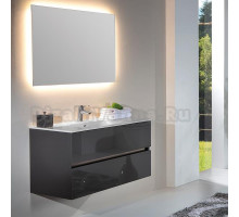 Мебель для ванной Armadi Art Vallessi 100 антрацит глянец, с белой раковиной
