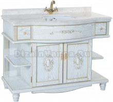 Тумба с раковиной Bellezza Аврора 115 белая патина золото