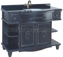 Тумба с раковиной Bellezza Аврора 115 черная патина серебро