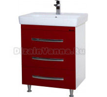 Тумба с раковиной Bellezza Рокко 50 красная напольная 3 ящика