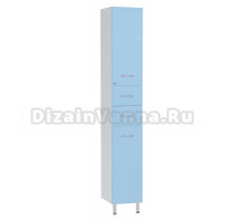 Шкаф-пенал Bellezza Уют 35 R голубой с бельевой корзиной