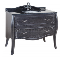 Тумба с раковиной Bellezza Грация Люкс 110 черная патина серебро 2 ящика
