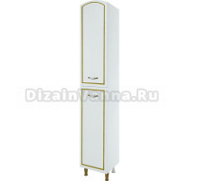 Шкаф-пенал Bellezza Амелия 35 L, с бельевой корзиной, белый патина золото