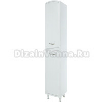 Шкаф-пенал Bellezza Амелия 35 L, с бельевой корзиной, белый патина серебро