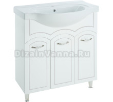 Тумба для комплекта Bellezza Амелия 80 белая, патина серебро