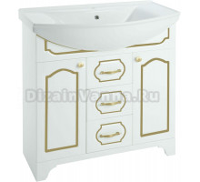 Тумба с раковиной Bellezza Тиффани 105 белая, патина золото