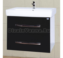 Тумба с раковиной Bellezza Рокко 60 подвесная черная 2 ящика