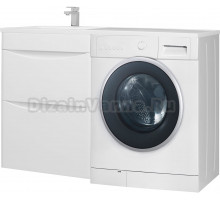 Тумба с раковиной Bellezza Олиссия 120 L, белая, под стиральную машину, 2 ящика