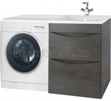 Тумба с раковиной Bellezza Олиссия 120 R, серая, под стиральную машину, 2 ящика