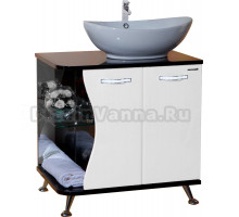 Тумба с раковиной Bellezza Рио 70 R, черно-белая