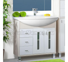 Тумба с раковиной Бриклаер Бали 85 светлая лиственница, белый глянец