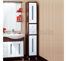 Шкаф-пенал Бриклаер Бали 34 венге, белый глянец, с бельевой корзиной