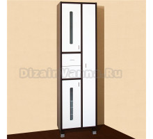 Шкаф-пенал Бриклаер Бали 57 венге, белый глянец, с бельевой корзиной